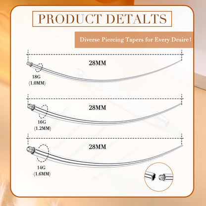 GEMQUEEN Piercing Taper Ball Grabber Tool for Changing Jewelry - 14G 16G 18G 20G Stainless Steel Flat Back Earrings Applicator Tool Threadless Insertion Pin Thread Body Piercing Kit for Ear Nose Lip
