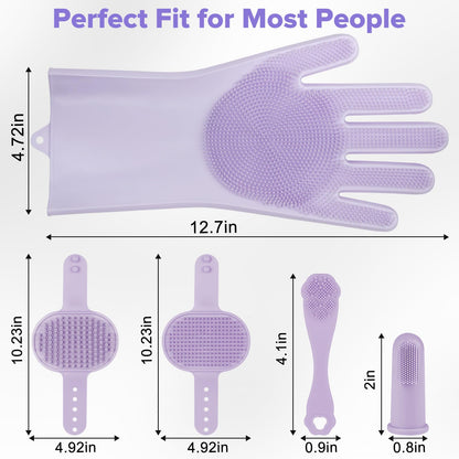 6PCS Grooming & Bath Supplies for Dogs, Cats | Dog Washing Gloves | Dog Bath Brush | Dog Shower Brush | Pet Grooming Gloves | Dog Grooming kit | Pet Supplies for Showerhead & Sprayer (Navy Blue)