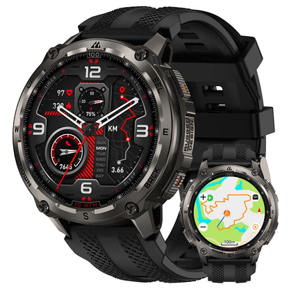 KOSPET Tank T4 Rugged Smart Watch for Men, GPS & Offline Maps, Full Stainless Steel, 10ATM Waterproof 45m Freediving, 180+ Sports Modes, 15-Day Battery, Bluetooth Calls, Heart Rate & Sleep Monitor