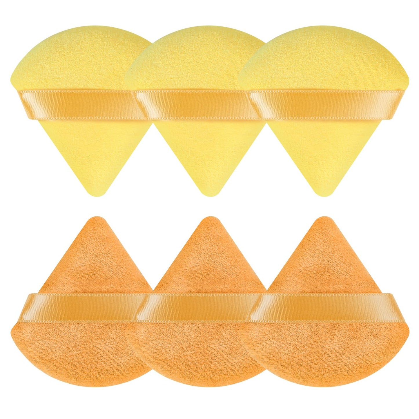 Pimoys 6 Pieces Powder Puff, Face Makeup Sponge Soft Velour Triangle Powder Puffs Beauty Sponge for Loose Powder (Black, Pink)