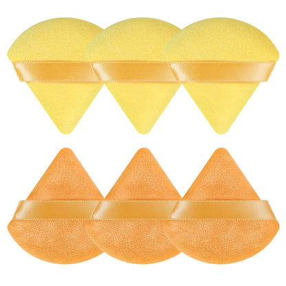 Pimoys 6 Pieces Powder Puff, Face Makeup Sponge Soft Velour Triangle Powder Puffs Beauty Sponge for Loose Powder (Black, Pink)