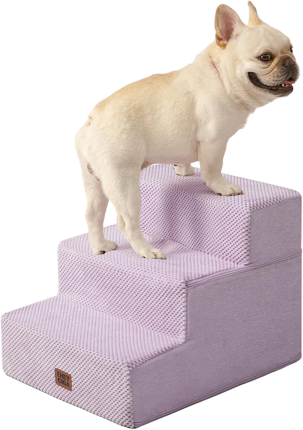 EHEYCIGA Dog Stairs for Small Dogs 13.5" H, 3-Step Dog Steps for Couch Sofa and Chair, Pet Steps for Medium Cats, Non-Slip Balanced Pet Ramp Indoor, Grey