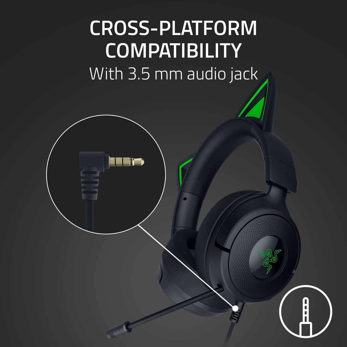 Razer Kraken Kitty V3 X Wired Gaming Headset: Kitty Ears - HyperClear Cardioid Mic - 40 mm Drivers - 7.1 Surround Sound - Comfy Ear Cushions - Cross-Platform via 3.5mm PC, PS5, Xbox, Switch 2 - Pink
