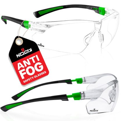 NoCry Clear Safety Glasses for Men and Women with Anti-Fog and Scratch Resistant Wrap Around Lenses, Adjustable Temples and Nose Pads — ANSI Z87 Certified Protective Eyewear with 100% UV Shielding
