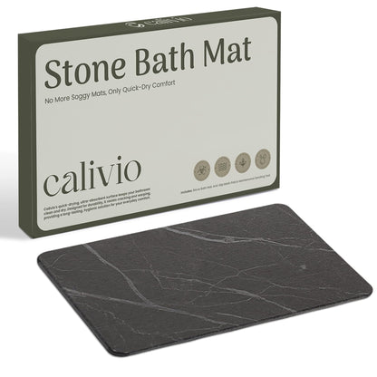 Quick Dry Shower Stone Bath Mat, Super Absorbent & Non-Slip 24 x 16 Inch Diatomaceous Earth Mat, Durable & Easy to Clean Diatomite Bath Mat for Bathroom Floor/Kitchen (River Silt)
