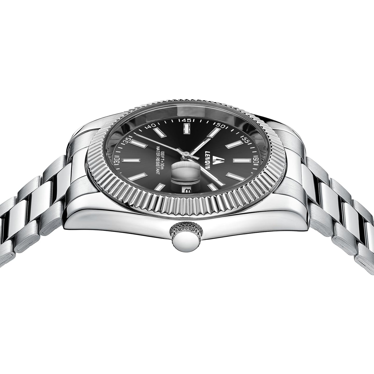 LN LENQIN Mens Watches Waterproof Stainless Steel Watch for Men Analog Quartz Fashion Business Designer Wristwatch