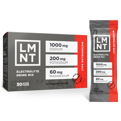 LMNT Zero Sugar Electrolytes - Raw Unflavored Salt | Drink Mix | 30-Count