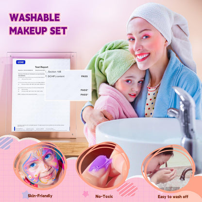 Beayuck Kids Makeup Kit for Girls - Girls Makeup Kit Toys, Real Washable Cosmetic Set with Storage Case, Kids Play Makeup Set for Christmas Birthday Gift 3 4 5 6 8 10 11 12+ Years Old, Pink