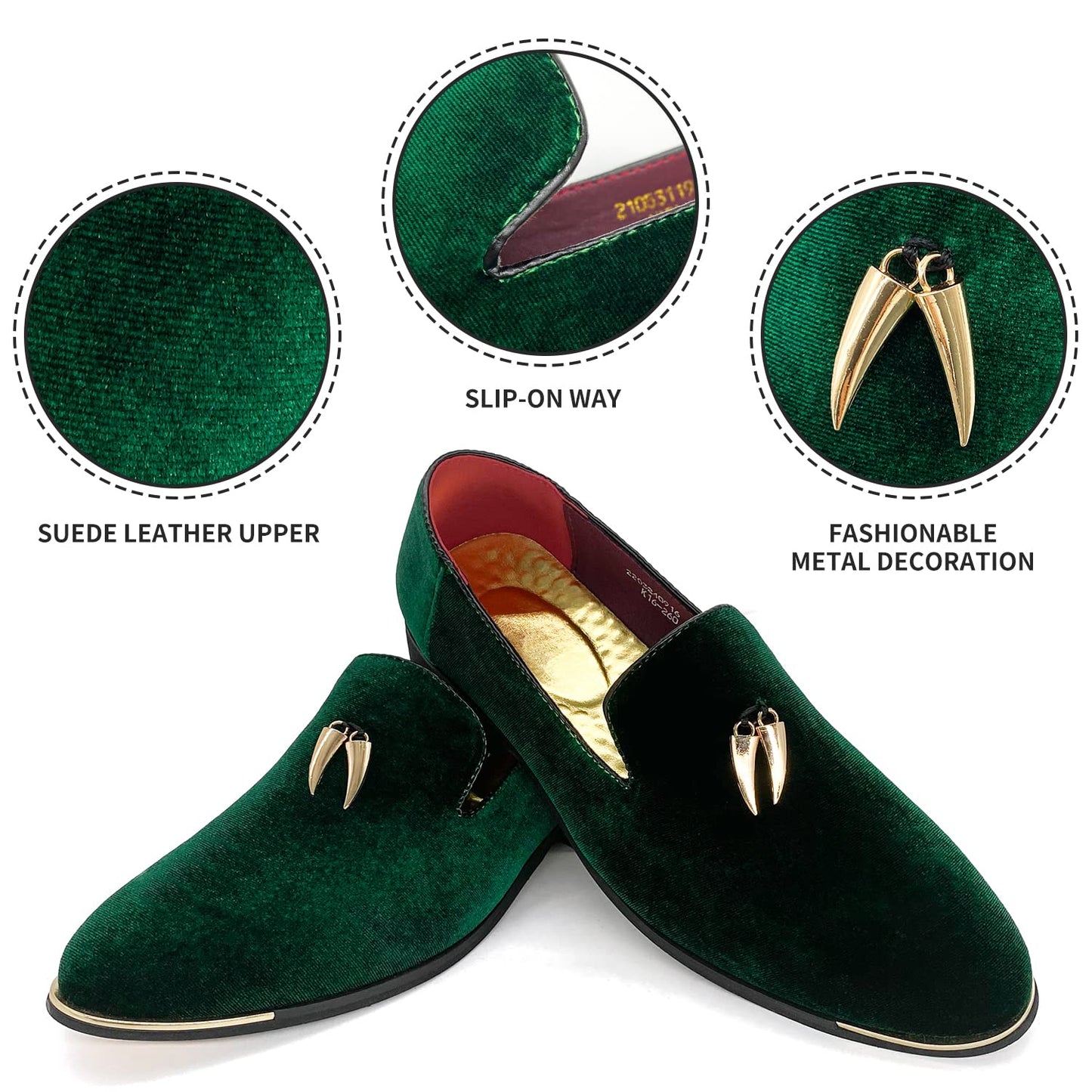 MHB Men's Multiple Colors Velvet Loafer Slip-on Tuxedo Dress Shoes Glitter Suede Smoking Slipper