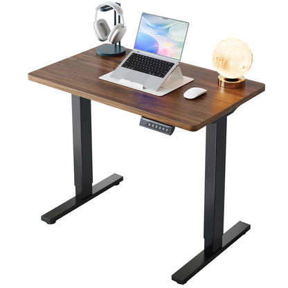 HUANUO 32" Small Electric Standing Desk Adjustable Height, 4 Memory Height Settings, Sit Stand Up Desk for Home Office & Computer Workstation, LightWalnut