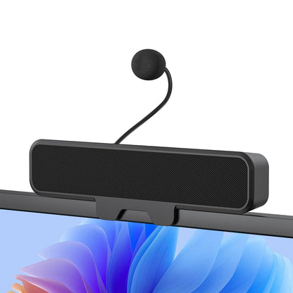 INGA Computer Speakers with Detachable Mic, Plug and Play Desktop Speakers, One-Touch Mute Microphone, Stereo & Bass, Easily Clamps to Monitor, Compatible with PC, MAC, Laptop