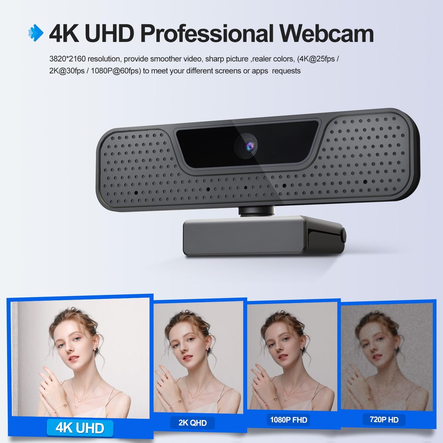 ToLuLu Streaming Webcam 2K 50FPS Web Cam, LED RGB Webcam with Microphone and Light, Autofocus Computer Camera with Cover and Tripod, Plug-Play USB Web cam for PC Desktop/MacBook Gaming Video Calling