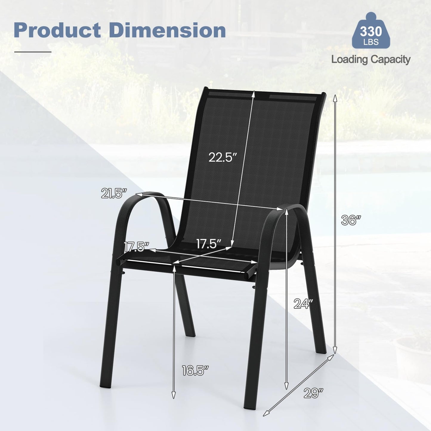 Tangkula Patio Dining Chairs Set of 4, Outdoor Stackable All Weather Heavy Duty Dining Chairs Set with Armrests, Support 330 LBS, for Poolside, Backyard, Garden, Deck, Front Porch (Brown)