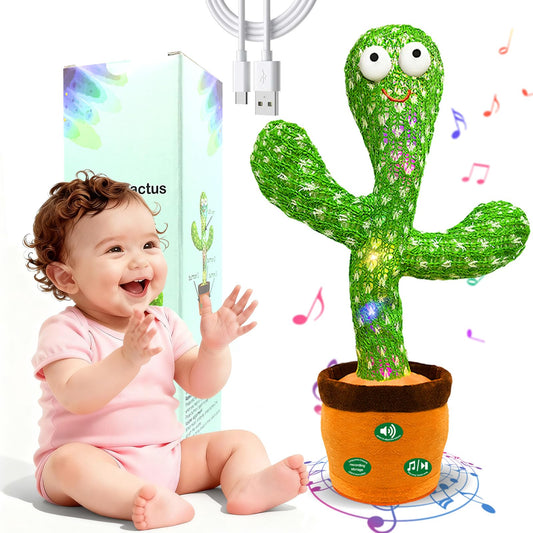 Hunfur Interactive Baby Toys Dancing Talking Cactus Toy,Funny Gift for Infant, Singing Record Repeat What You Say Light Up Toy for Toddler Boy Girl (Volume Adjustment)