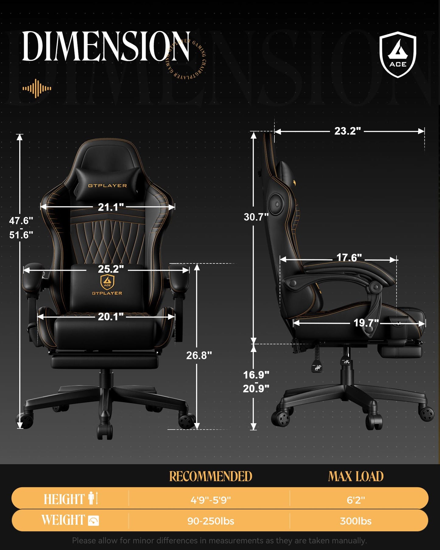 GTPLAYER Gaming Chair for Adults, Ergonomic Computer Game Chairs with Speakers, Footrest & Linkage Armrest, Reclining High Back Silla Gamer for Home Office, Ace Pro, Off-White