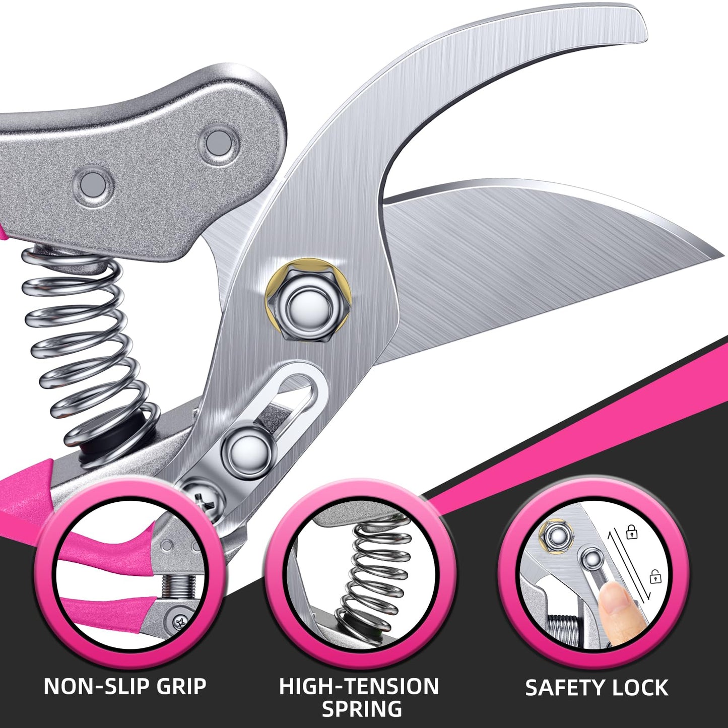 DECERK® 8.5" Professional Pruning Shears - Cuts 4X Easier with Ultra Sharp Japanese Steel Titanium Blade, Arthritis Friendly Garden Scissors & Plant Clippers, Effortlessly Prunes 3/4" Branches