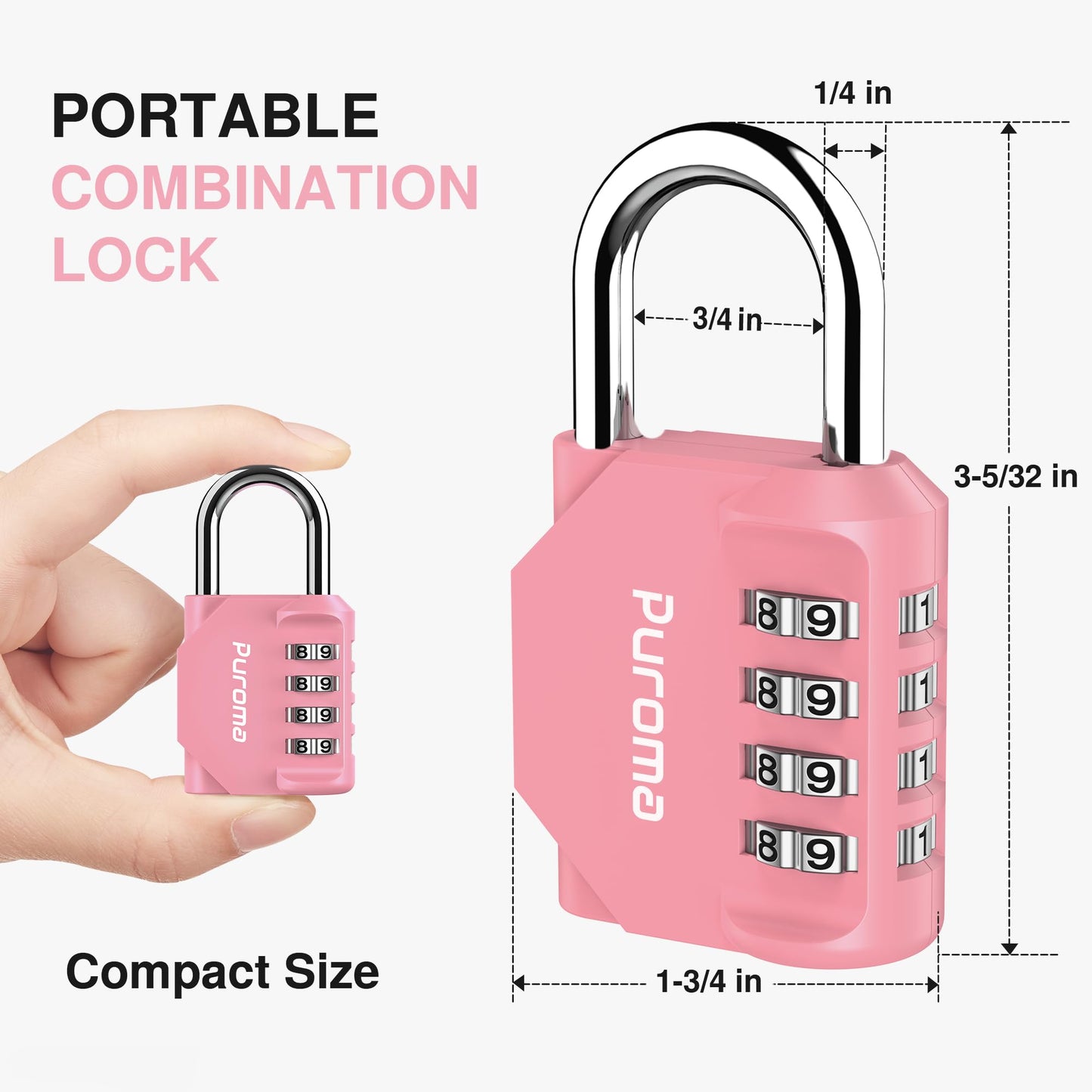 Puroma 2 Pack Combination Lock 4 Digit Padlock for School Gym Locker, Sports Locker, Fence, Toolbox, Case, Hasp Storage (Black & Code Window)