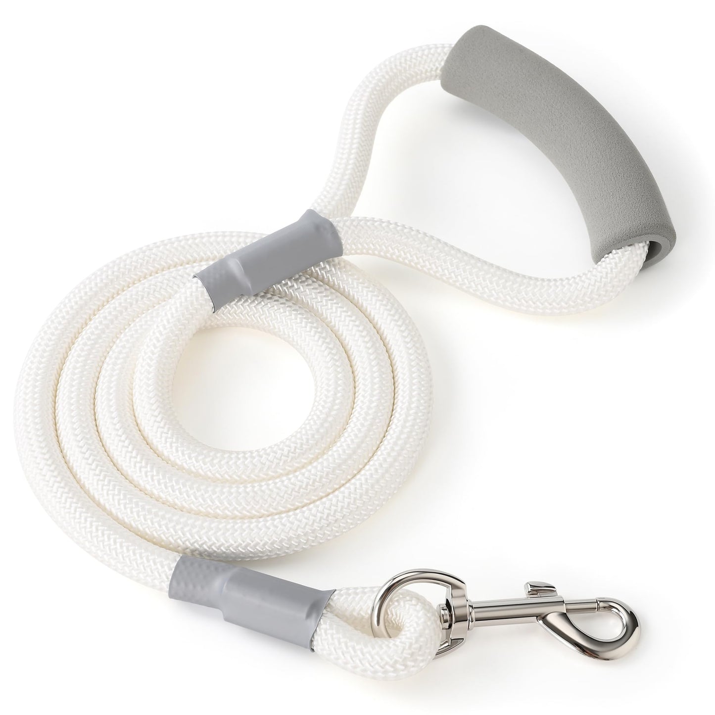 Mile High Life Dog Leash, 5FT x 1/2IN Black, with Padded Handle | Heavy-duty nylon rope leash with soft handle & steel tips. Comfortable grip for daily walks with small to large dogs.