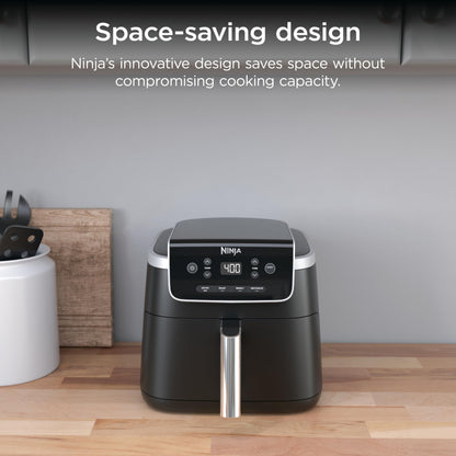 Ninja Air Fryer with Air Crisp | 5 QT Capacity fits up to 4lbs of Fries | 4-in-1 Pro Air Fry, Roast, Reheat, Dehydrate | 400°F Max Temp | 1750 Watts | W/Nonstick Basket & Crisper Plate | Grey | AF141