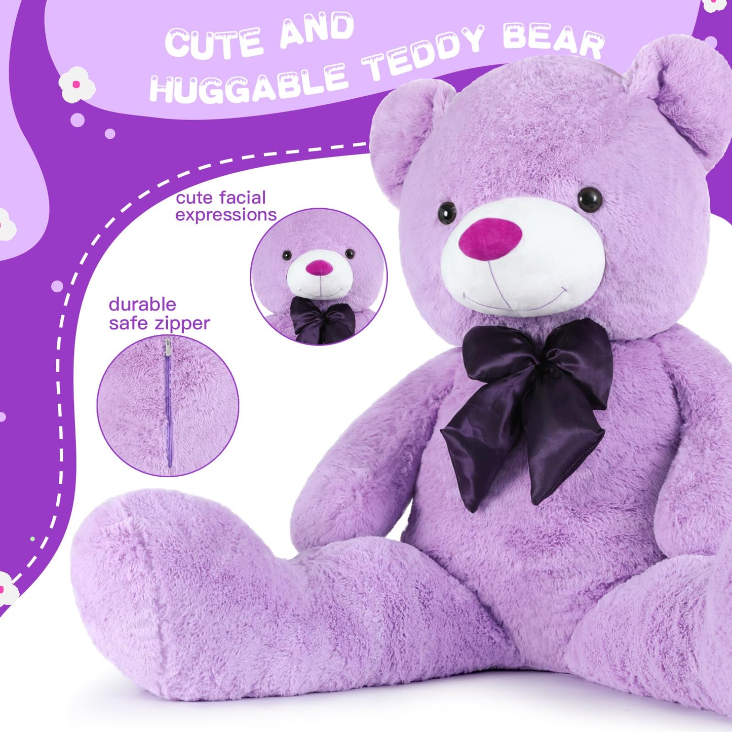 Toys Studio 47 Inch Big Teddy Bear Giant Stuffed Animal for Girls, 4 Feet Large Teddy Bear Baby Shower Party Decorations Kids Women Girlfriend Christmas Valentines Gifts, Light Brown