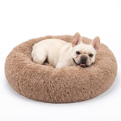 Small Calming Dogs Bed for Small Dogs Anti-Anxiety Machine Washable Fluffy Luxury Anti-Slip Waterproof Mute Base Warming Cozy Soft Pet Puppy Round Bed