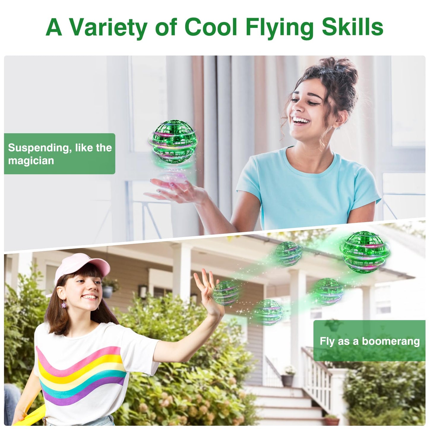 Ciniffo 2026 Upgraded Flying Orb Ball Toy with Dazzling Lights, Magic Hover Spinner, Cool Boomerang Hand Drone, Galaxy Ball Cosmic Globe, Indoor Outdoor Toys Gift for Kids 6 7 8 9 10+ Boys Girls