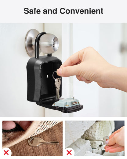 Puroma Key Lock Box, Portable Combination Lockbox Wall-Mounted Key Storage Box for House Keys, Resettable Code Safe Security Lock Box for Home, Office, Apartment Spare Key Storage (1 Pack, Gray)