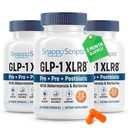 GLP-1 XLR8 Supplement for Weight Loss, Digestion, Constipation, Bloating Relief with Akkermansia 2.6 Billion AFU Live Prebiotic Probiotic Postbiotic + Berberine for Women Men 60 Capsules
