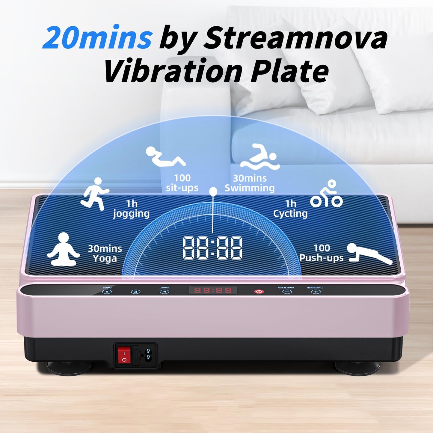 Vibration Plate Exercise Machine for Lymphatic Drainage, Full Body Shake Platform Board for Home Fitness, Fat Burning, 5 Program Modes and 99 Speed Levels