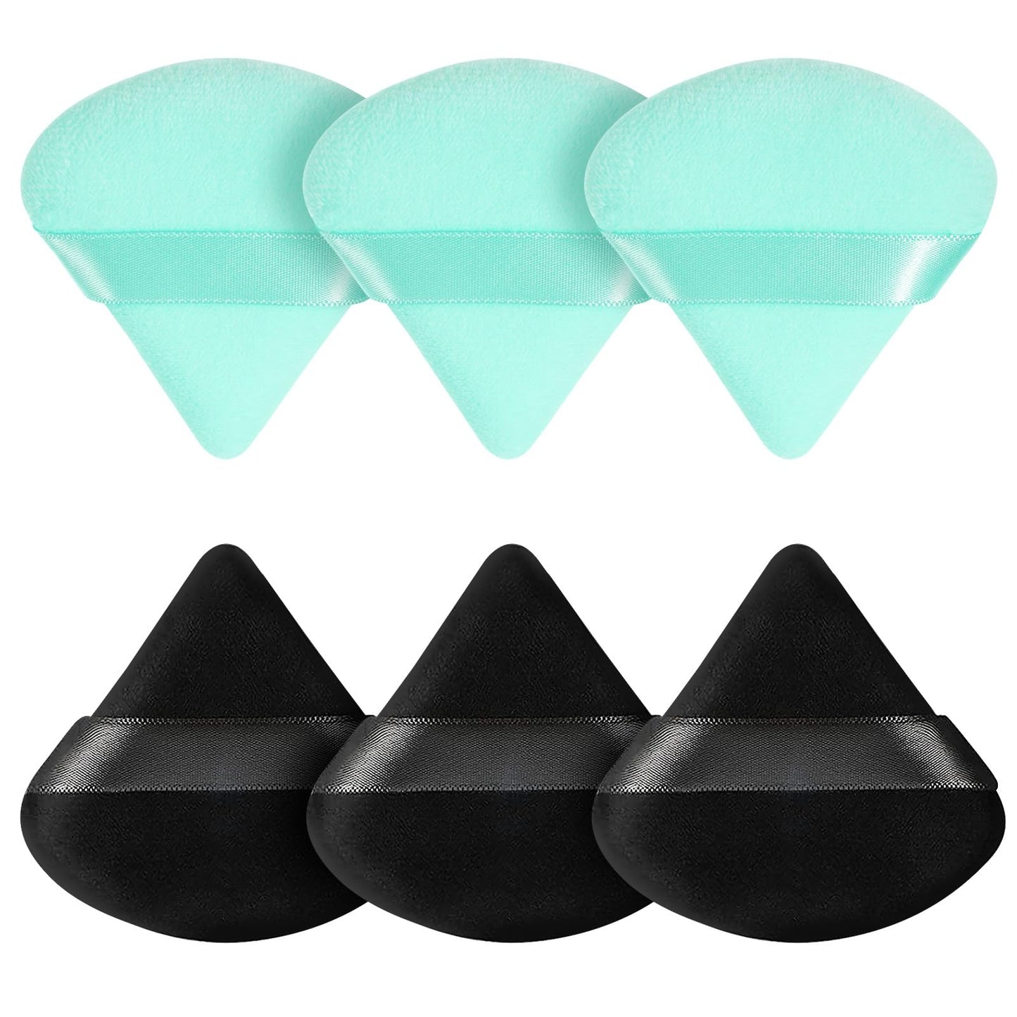 Pimoys 6 Pieces Powder Puff, Face Makeup Sponge Soft Velour Triangle Powder Puffs Beauty Sponge for Loose Powder (Black, Pink)