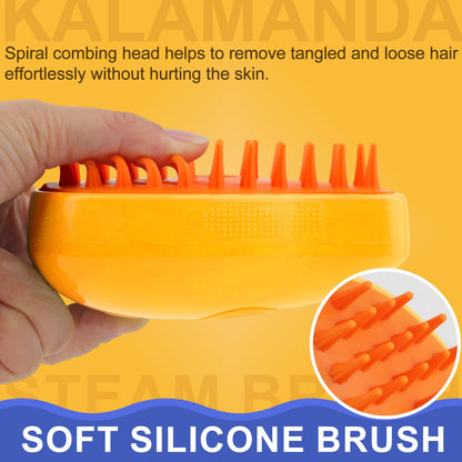 Cat Steam Brush, 3 In 1 Steamy Pet Brush, Silicone Massage Dog Hair Remover Comb, Spray Mist Grooming for Indoor Kittens (Mango Green)