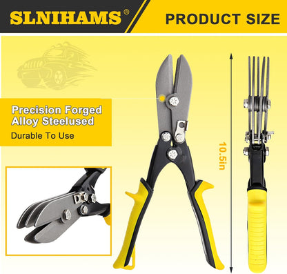 SLNIHAMS 5-Blade Hand Crimper Sheet Metal Tools, Hvac Tool for 24-28 Gauge Duct Work Downspout and Stove Pipe, 10-1/2" Sheet Metal Crimper Gutter End Cap Duct Crimping Tool
