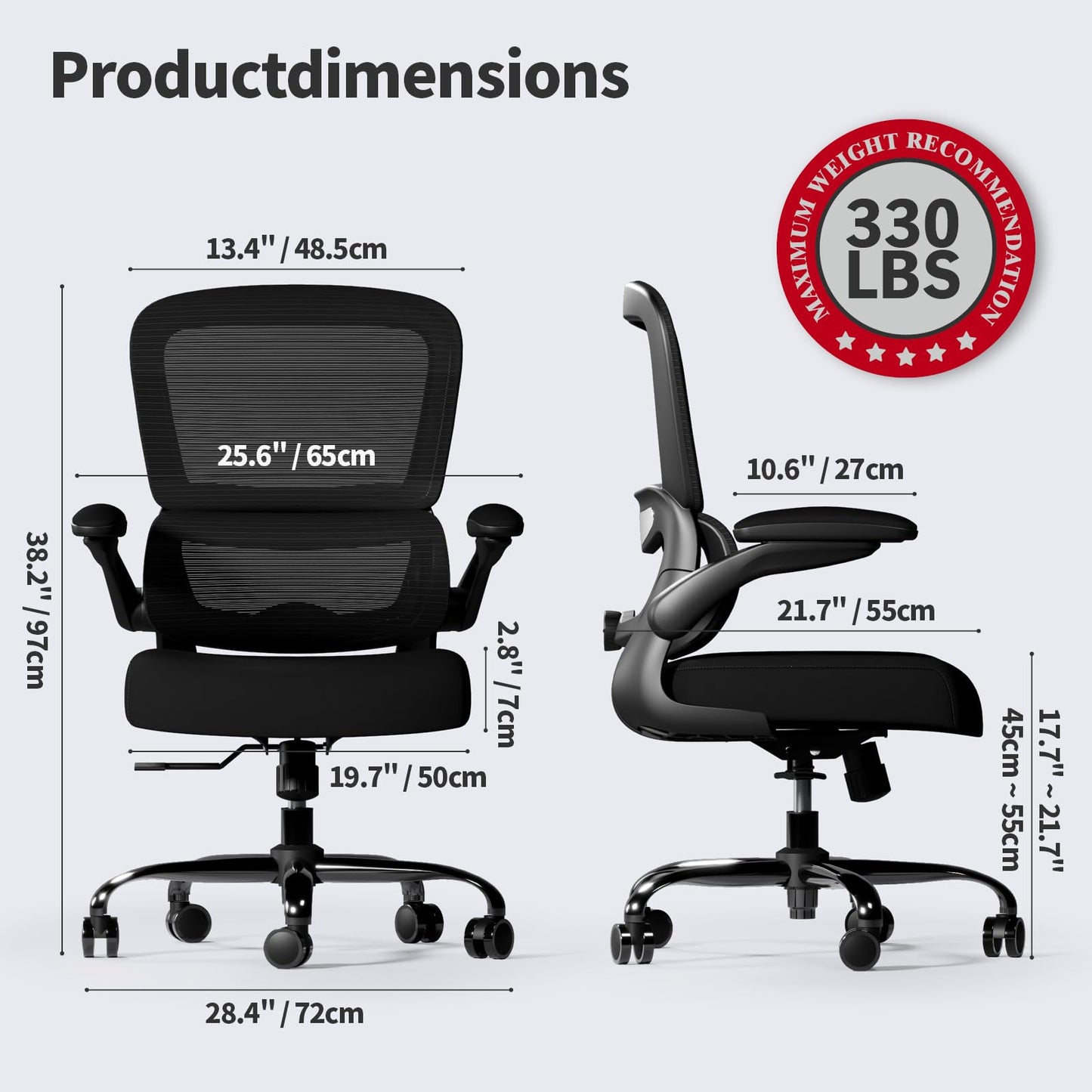 TRALT Ergonomic Office Chair - Desk Chair with Adjustable Lumbar Support Computer Chair - Mesh Comfy Chair with Flip-up Armrests - Gaming Chairs for Adults Home Office (Leather, White)