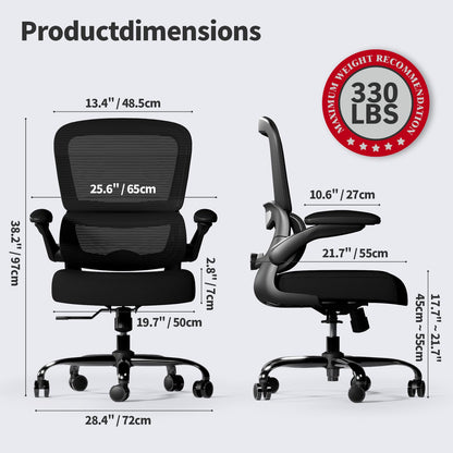 TRALT Ergonomic Office Chair - Desk Chair with Adjustable Lumbar Support Computer Chair - Mesh Comfy Chair with Flip-up Armrests - Gaming Chairs for Adults Home Office (Leather, White)
