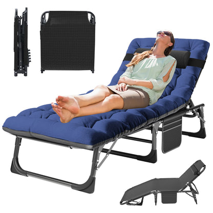 MOPHOTO Folding Lounge Chair 5-Position, Folding Cot, Portable Outdoor Chaise Lounge Chair for Sun Tanning, Perfect for Pool Beach Patio Sunbathing