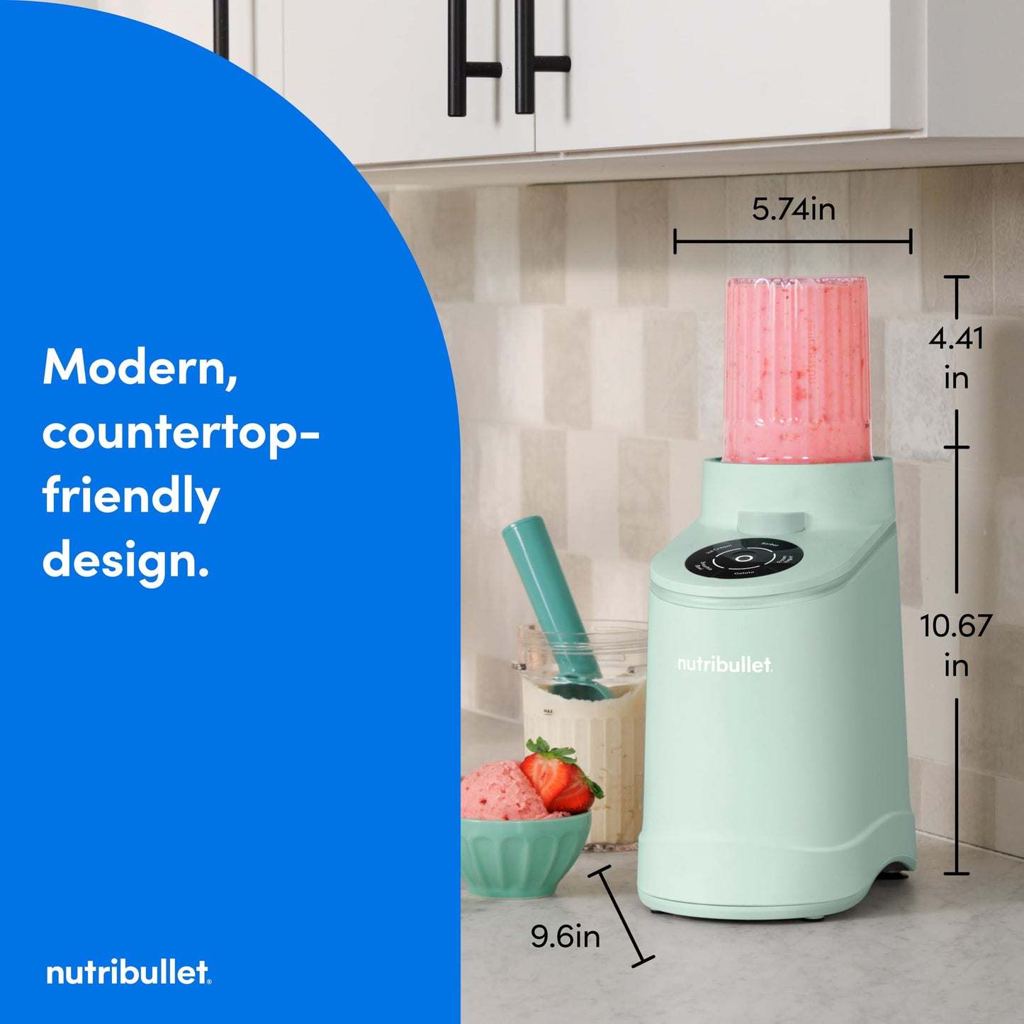nutribullet Chill Ice Cream Maker, for Gelato, Sorbet, Frozen Yogurt, Smoothie Bowls, Compact Size, (2) Dishwasher Safe 16 oz. Pint Cups with Lids, Black, NBD50100AK