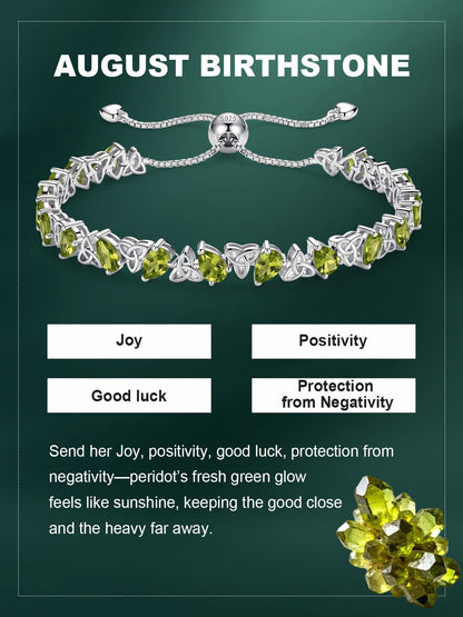 Birthstone Bracelets for Women, Pear Cut Tennis Bracelet 925 Sterling Silver, 6-9 Inch Adjustable Celtic Knot, Anniversary Birthday Jewelry Gifts for Women