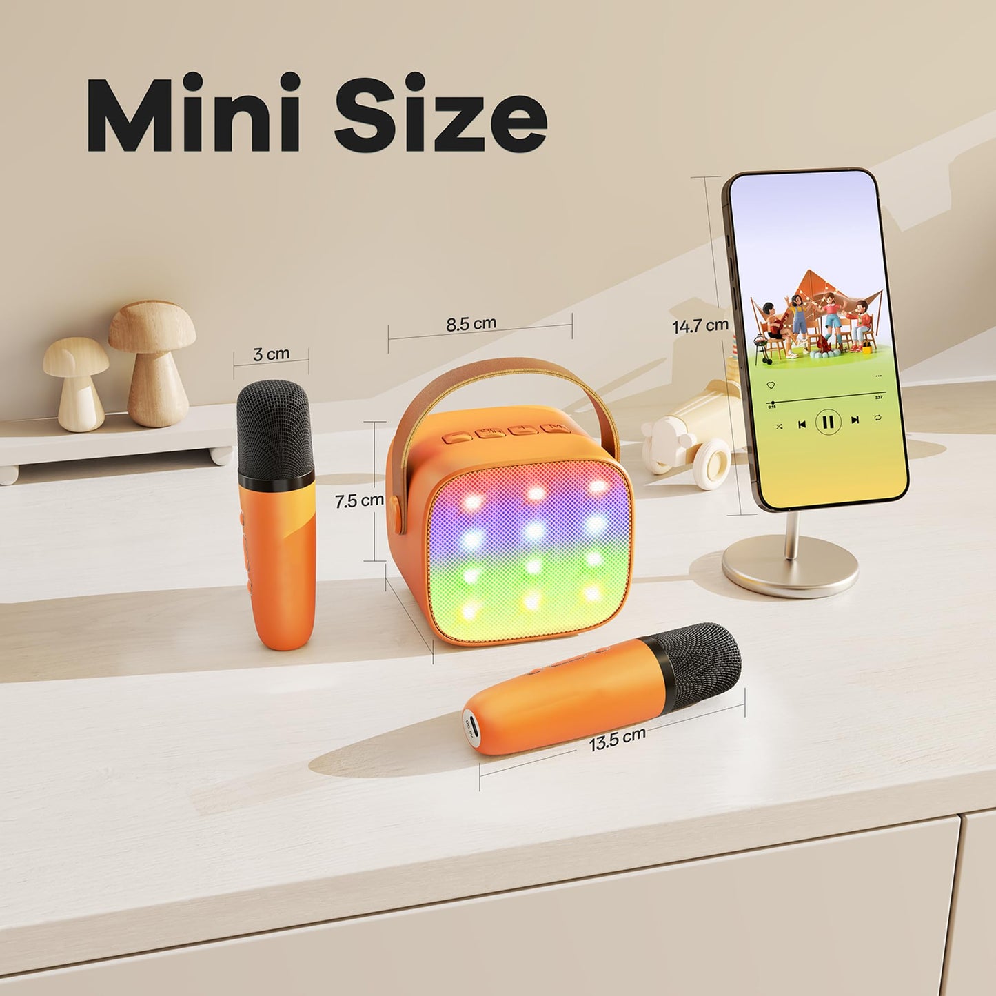 YLL Mini Karaoke Machine for Kids Adults, Portable Bluetooth Speaker with 2 Wireless Microphones, Trendy Birthday Gifts Toys for Girls Ages 3, 4, 5, 6, 7, 8, 9, 10+ Years Old Home Family Party (P-ink)