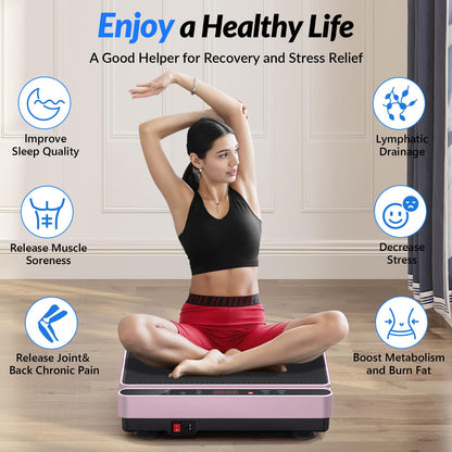 Vibration Plate Exercise Machine for Lymphatic Drainage, Full Body Shake Platform Board for Home Fitness, Fat Burning, 5 Program Modes and 99 Speed Levels