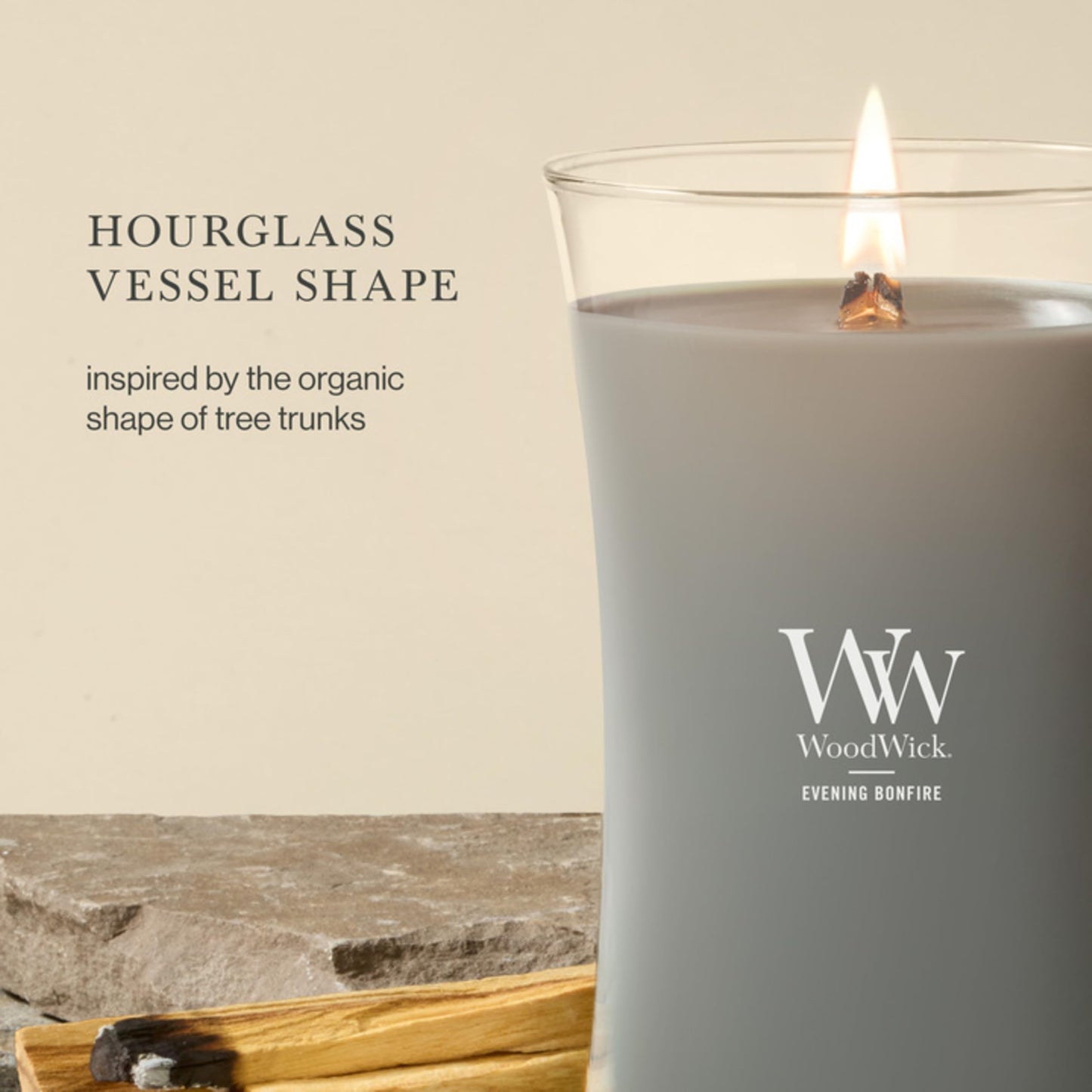 WoodWick Large Hourglass Fireside Candle, Premium Soy Blend Wax, Crackles as it burns, Perfect for Gifting, 21oz