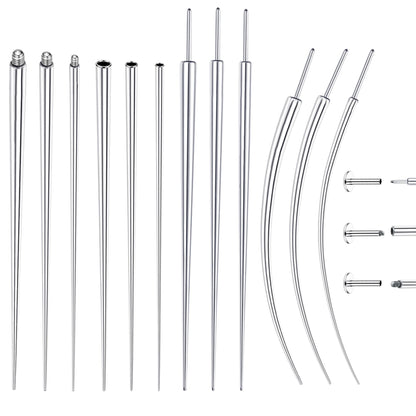 GEMQUEEN Piercing Taper Ball Grabber Tool for Changing Jewelry - 14G 16G 18G 20G Stainless Steel Flat Back Earrings Applicator Tool Threadless Insertion Pin Thread Body Piercing Kit for Ear Nose Lip