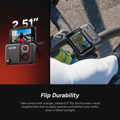 SJCAM SJ30 6K Action Camera with Wireless Microphone,8K/6K/5K/4K Image,5M Body Waterproof 2.51” Flip Touch Screen,Low Light,7H Battery Handle,SteadyMotion 2.0 Stabilization,for Travel (Creator Combo)
