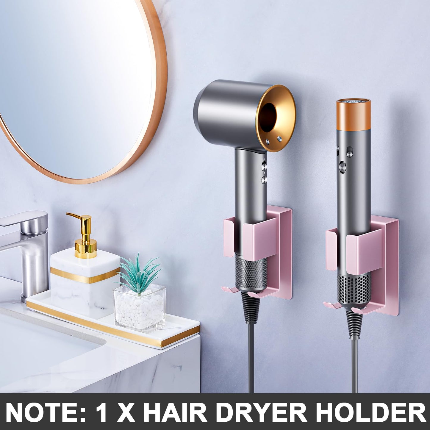 Hair Straightener Holder Wall Mounted Blow Dryer Holder, Blow Dryer and Curling Iron Holder, Hair Dryer and Straightener Holder, Bathroom Hair Tools Organizer and Storage (Black, 1Pc)