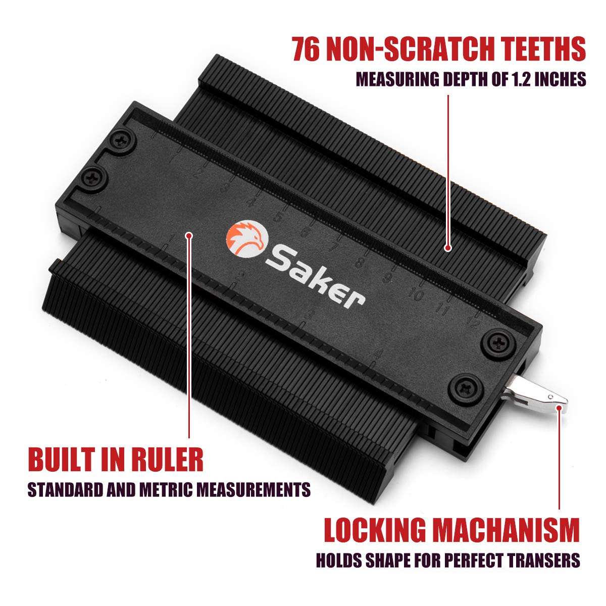 Saker Contour Gauge (10Inch) Profile Tool with Adjustable Lock,Gifts for Men Women Father Dad Boyfriend Husband-Precisely Copy Irregular Shape Duplicator-Cool Gadgets for Woodworking Tool Tracing