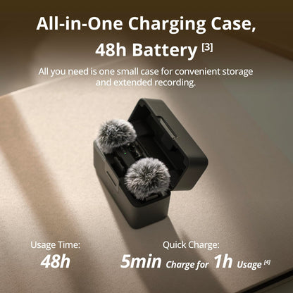 DJI Mic Mini (2 TX + 1 RX), Ultralight, Detail-Rich Audio | Noise Cancelling, Automatic Limiting, Wireless Microphone for Camera/iPhone/Android, Vlog, Streaming, 400m Transmission