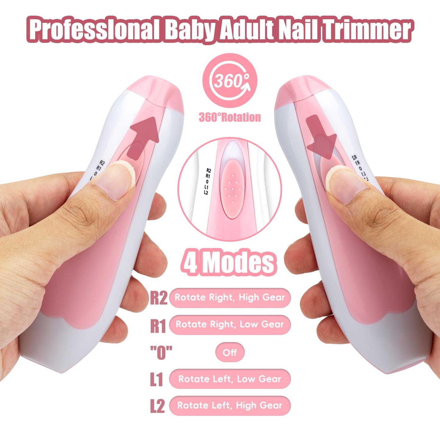 Electric Nail File Drill for Baby No Sharp Claws Hurt, 6 in 1 Safety Cutter Trimmer Clipper for Toes and Fingers (Blue)