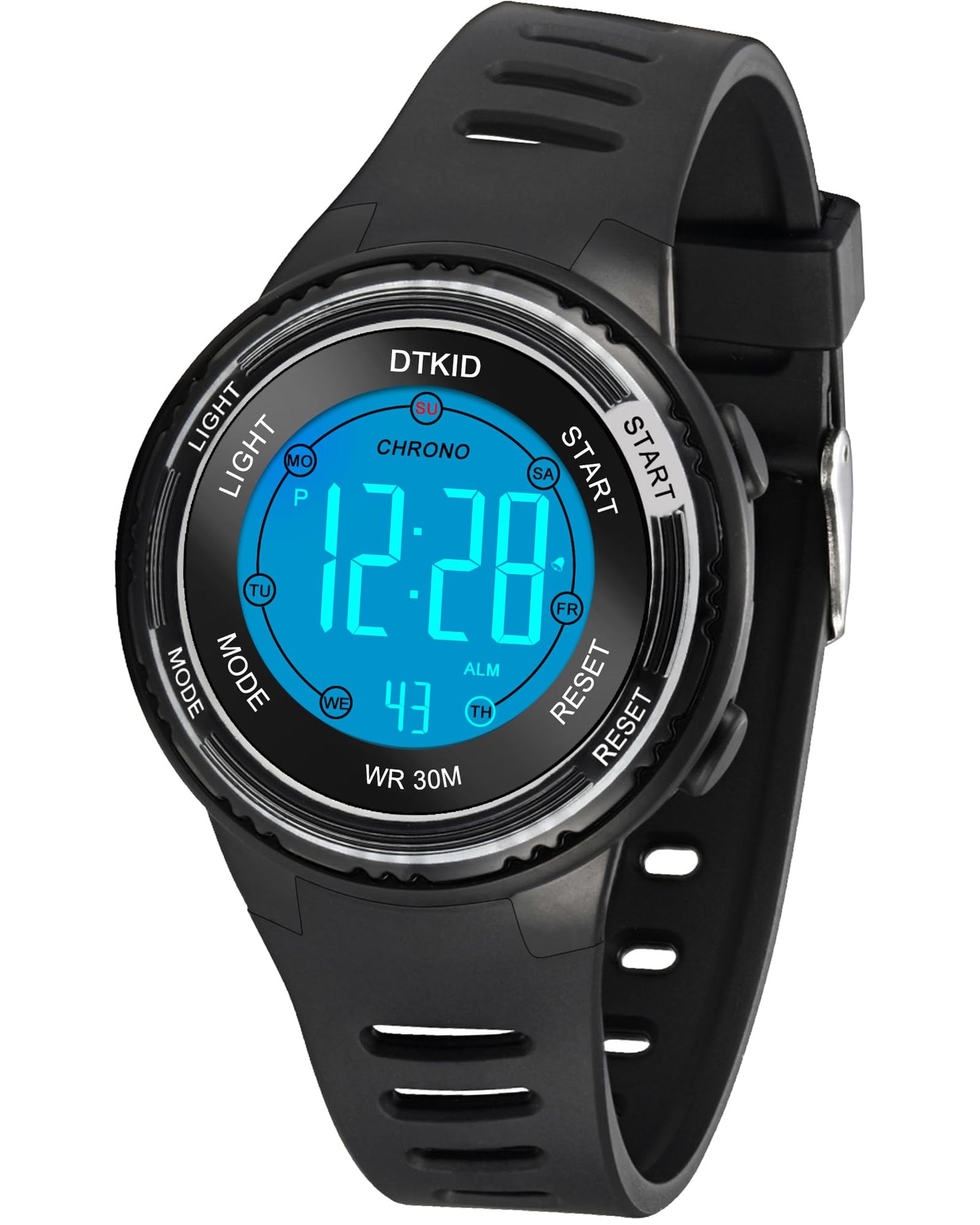 DTKID Digital Kids Watch 30 M Waterproof, 7 Color Lights Time Teaching Watch Easy to Read for Girls Boys 5-16