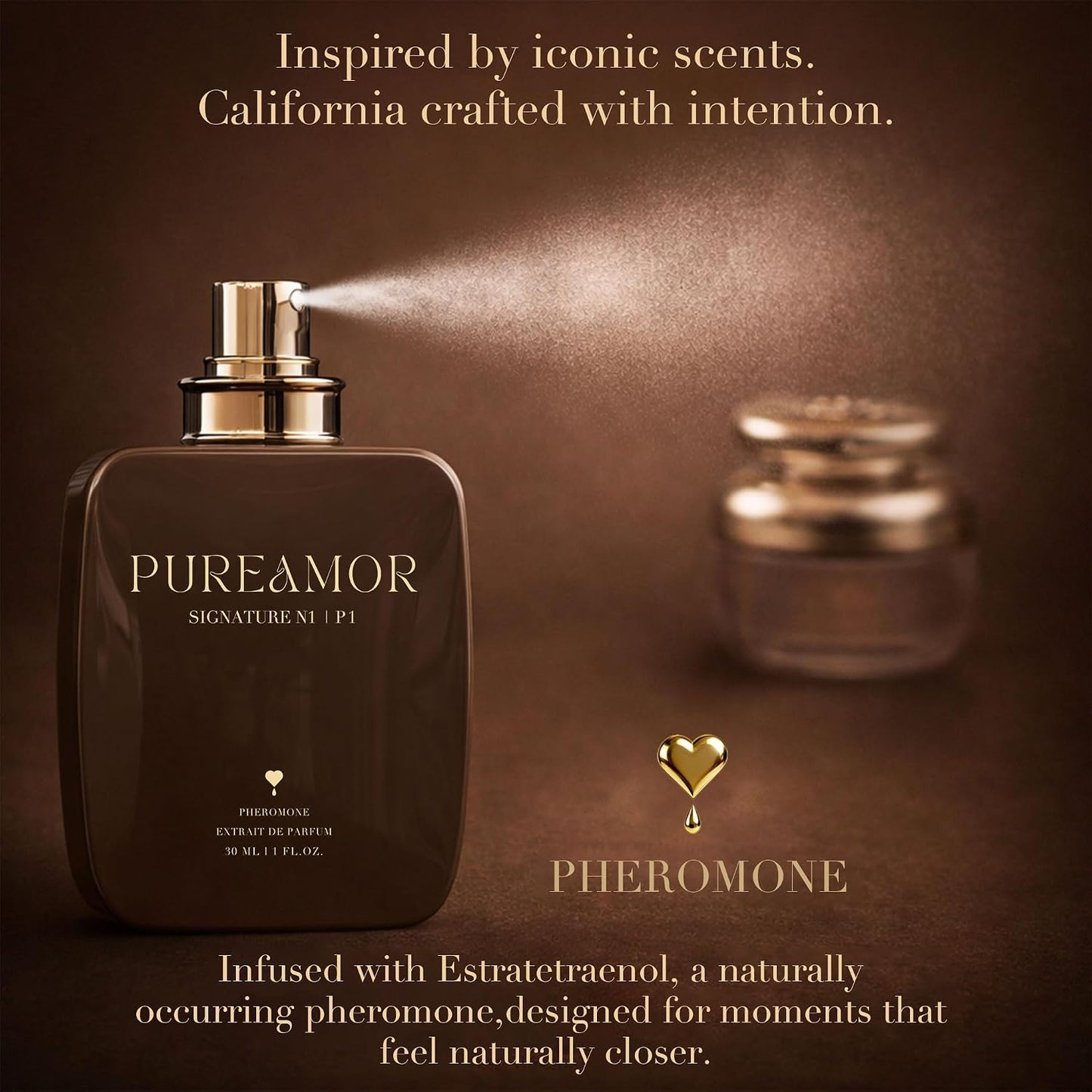 Pheromone Perfume for Women, Amber Noir Extrait de Parfum - Long Lasting Vanilla Amber Scent, 30% High Concentration, Full Size Fragrance Spray, 1.0 oz / 30 ml