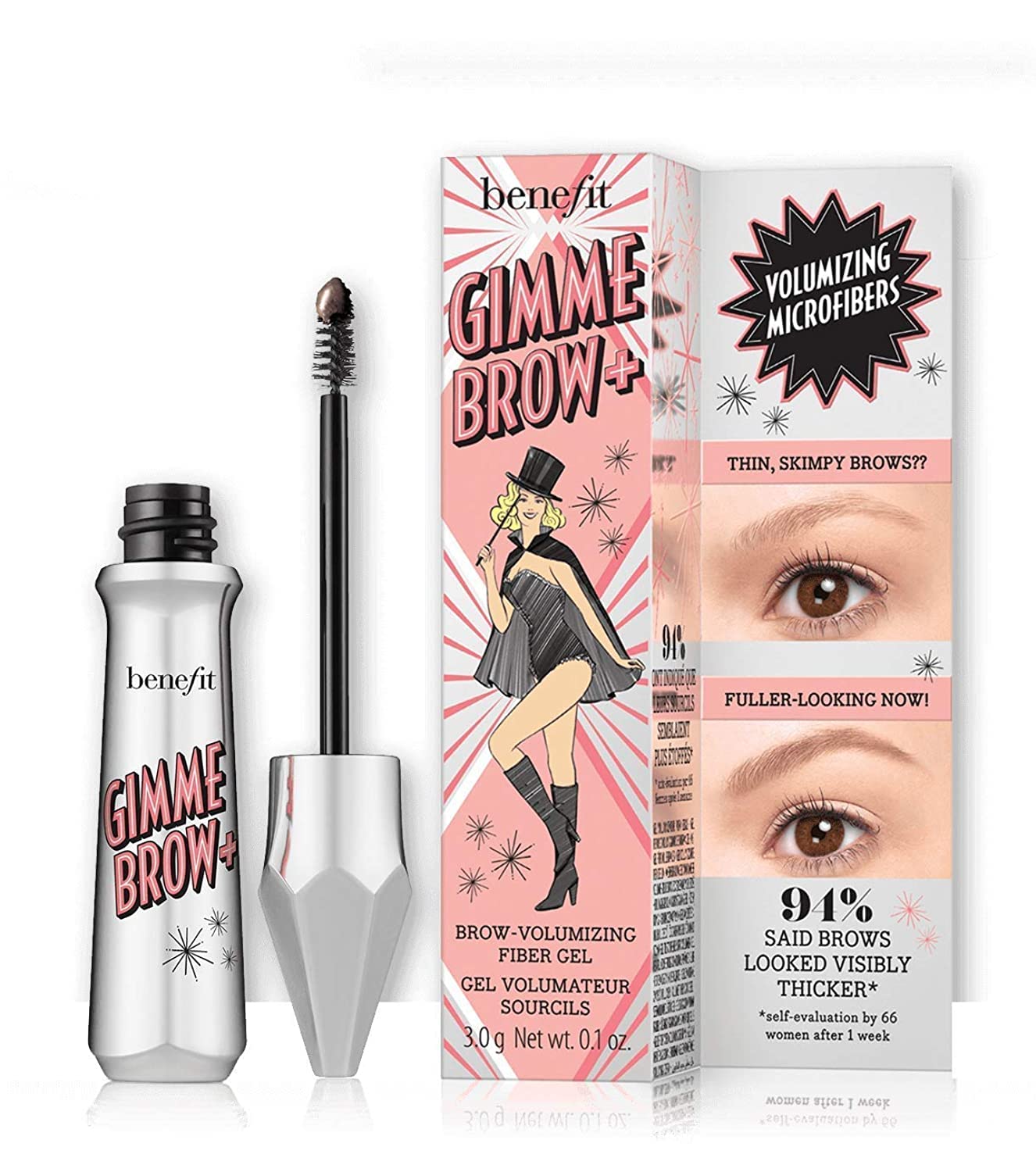Benefit Cosmetics Gimme Brow + Volumizing Eyebrow Gel, 4.5 - Neutral deep brown, 1 Count
