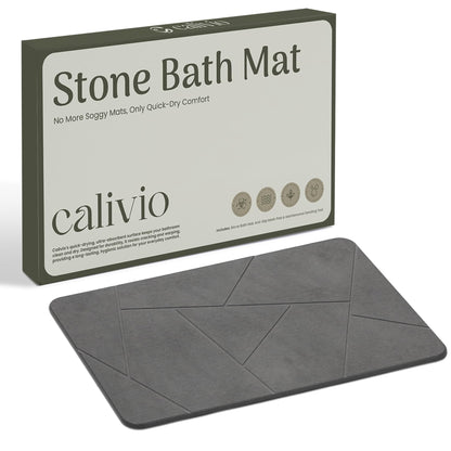 Quick Dry Shower Stone Bath Mat, Super Absorbent & Non-Slip 24 x 16 Inch Diatomaceous Earth Mat, Durable & Easy to Clean Diatomite Bath Mat for Bathroom Floor/Kitchen (River Silt)